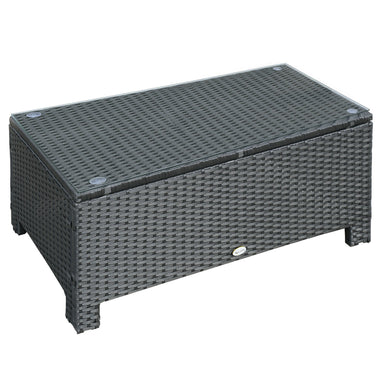 Outdoor and Garden-Patio Coffee Table, Large Side Table, Hand-Woven PE Rattan, Weather Resistant Wicker, Outdoor Furniture for Garden Black - Outdoor Style Company