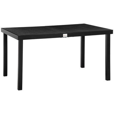 Outdoor and Garden-Patio Dining Table for 6, Rectangular Aluminum Outdoor Table for Garden Lawn Backyard, Black - Outdoor Style Company
