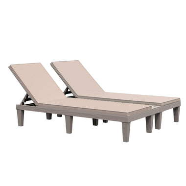 Outdoor and Garden-Patio Double Chaise Lounge Chair with 5-Level Adjustable Back Cushions Outdoor Garden Poolside Khaki - Outdoor Style Company