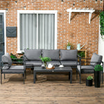 Outdoor and Garden-Patio Furniture Set 4 Pieces, Outdoor Conversation Set with Water-Resistant Cushions, Coffee Table, 3-Seater Sofa, 2 Chairs - Outdoor Style Company