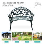 Outdoor and Garden-Patio Garden Bench Chair, Outdoor Loveseat with Floral Rose Style, Cast Aluminum Frame - Outdoor Style Company