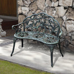 Outdoor and Garden-Patio Garden Bench Chair, Outdoor Loveseat with Floral Rose Style, Cast Aluminum Frame - Outdoor Style Company