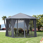 Outdoor and Garden-Patio Gazebo 10' x 10' Outdoor Soft Top Canopy Tent with Zippered Mesh Sidewalls, Privacy Curtains, Netting Black - Outdoor Style Company