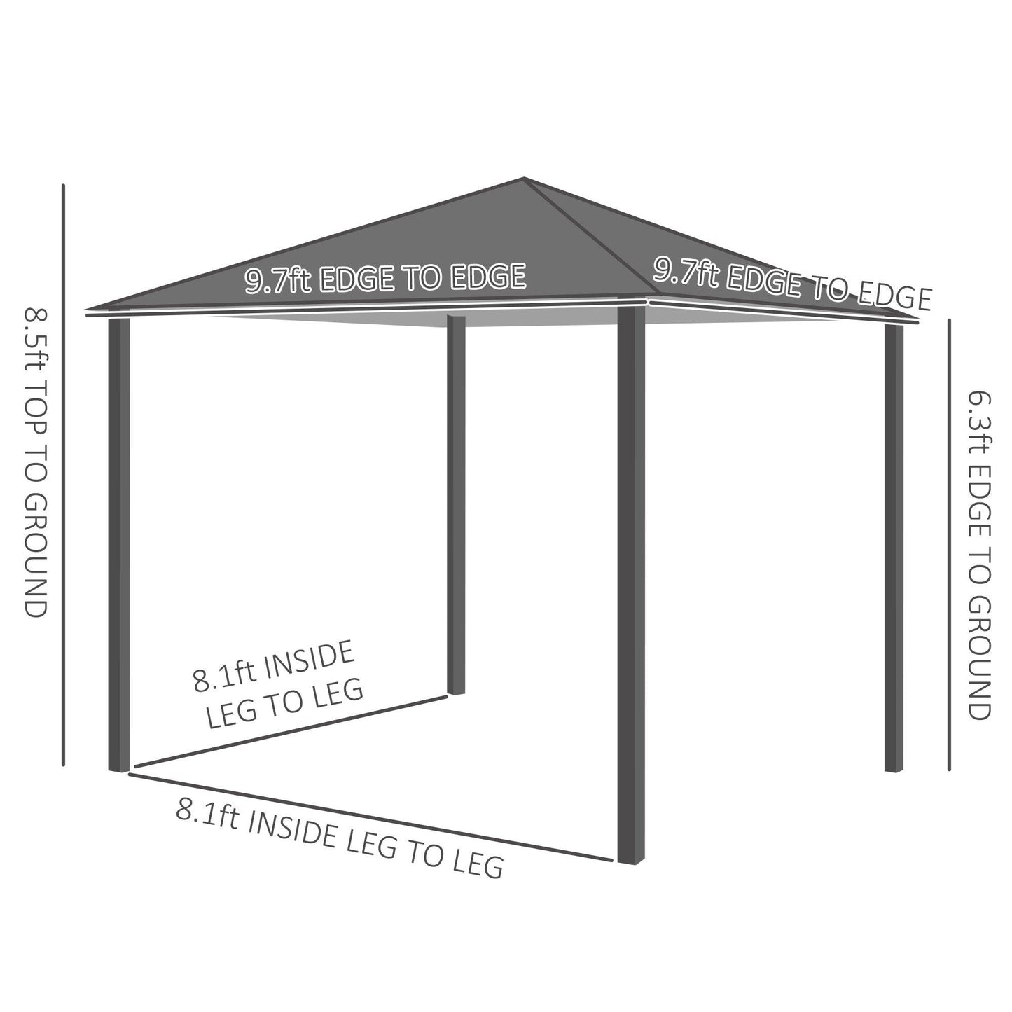 Outdoor and Garden-Patio Gazebo 10' x 10' Outdoor Soft Top Canopy Tent with Zippered Mesh Sidewalls, Privacy Curtains, Netting, Dark Grey - Outdoor Style Company