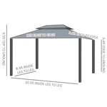 Outdoor and Garden-Patio Gazebo 12' x 10' Netting & Curtains, Double Vented Steel Roof, Permanent Hardtop, Rust Proof Aluminum Frame for Outdoor, Charcoal Grey - Outdoor Style Company
