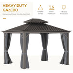 Outdoor and Garden-Patio Gazebo 12' x 10' Netting & Curtains, Double Vented Steel Roof, Permanent Hardtop, Rust Proof Aluminum Frame for Outdoor, Charcoal Grey - Outdoor Style Company