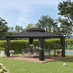 Outdoor and Garden-Patio Gazebo 16' x 12', Netting & Curtains, Double Vented Steel Roof, Permanent Hardtop, Aluminum Frame for Outdoor, Gardens, Lawns, Grey - Outdoor Style Company