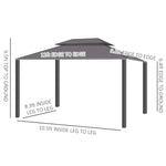 Outdoor and Garden-Patio Gazebo 20' x 12', Netting & Curtains, Double Vented Steel Roof, Permanent Hardtop, Aluminum Frame for Outdoor, Lawns, Dark Brown - Outdoor Style Company