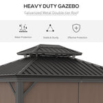 Outdoor and Garden-Patio Gazebo 20' x 12', Netting & Curtains, Double Vented Steel Roof, Permanent Hardtop, Aluminum Frame for Outdoor, Lawns, Dark Brown - Outdoor Style Company