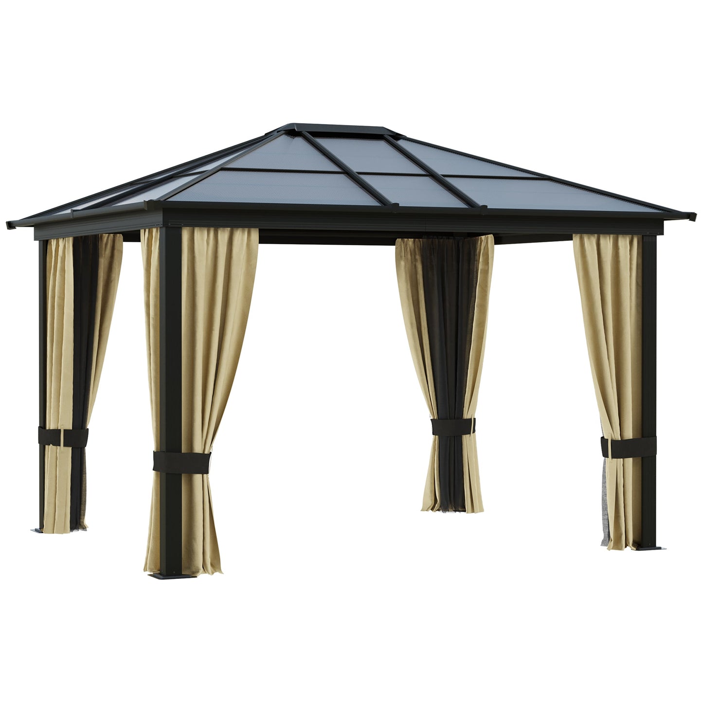 Outdoor and Garden-Patio Gazebo Canopy 12' x 10' Hardtop Luxury Gazebo with Curtains - Outdoor Style Company