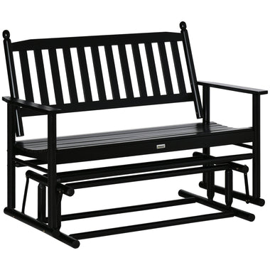 Outdoor and Garden-Patio Glider Bench Outdoor Swing Rocking Chair Loveseat with Sturdy Wooden Frame, Black - Outdoor Style Company