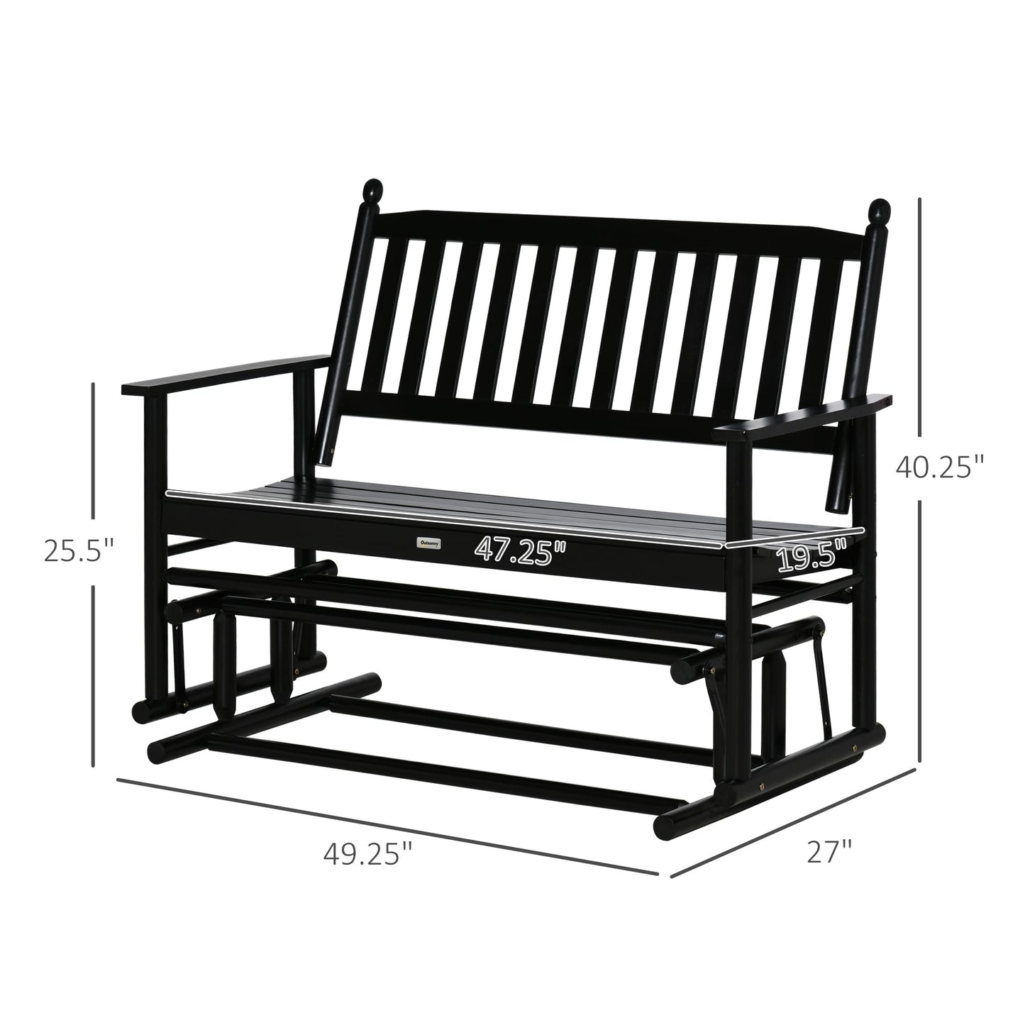 Outdoor and Garden-Patio Glider Bench Outdoor Swing Rocking Chair Loveseat with Sturdy Wooden Frame, Black - Outdoor Style Company