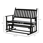 Outdoor and Garden-Patio Glider Bench Outdoor Swing Rocking Chair Loveseat with Sturdy Wooden Frame, Black - Outdoor Style Company