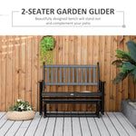 Outdoor and Garden-Patio Glider Bench Outdoor Swing Rocking Chair Loveseat with Sturdy Wooden Frame, Black - Outdoor Style Company