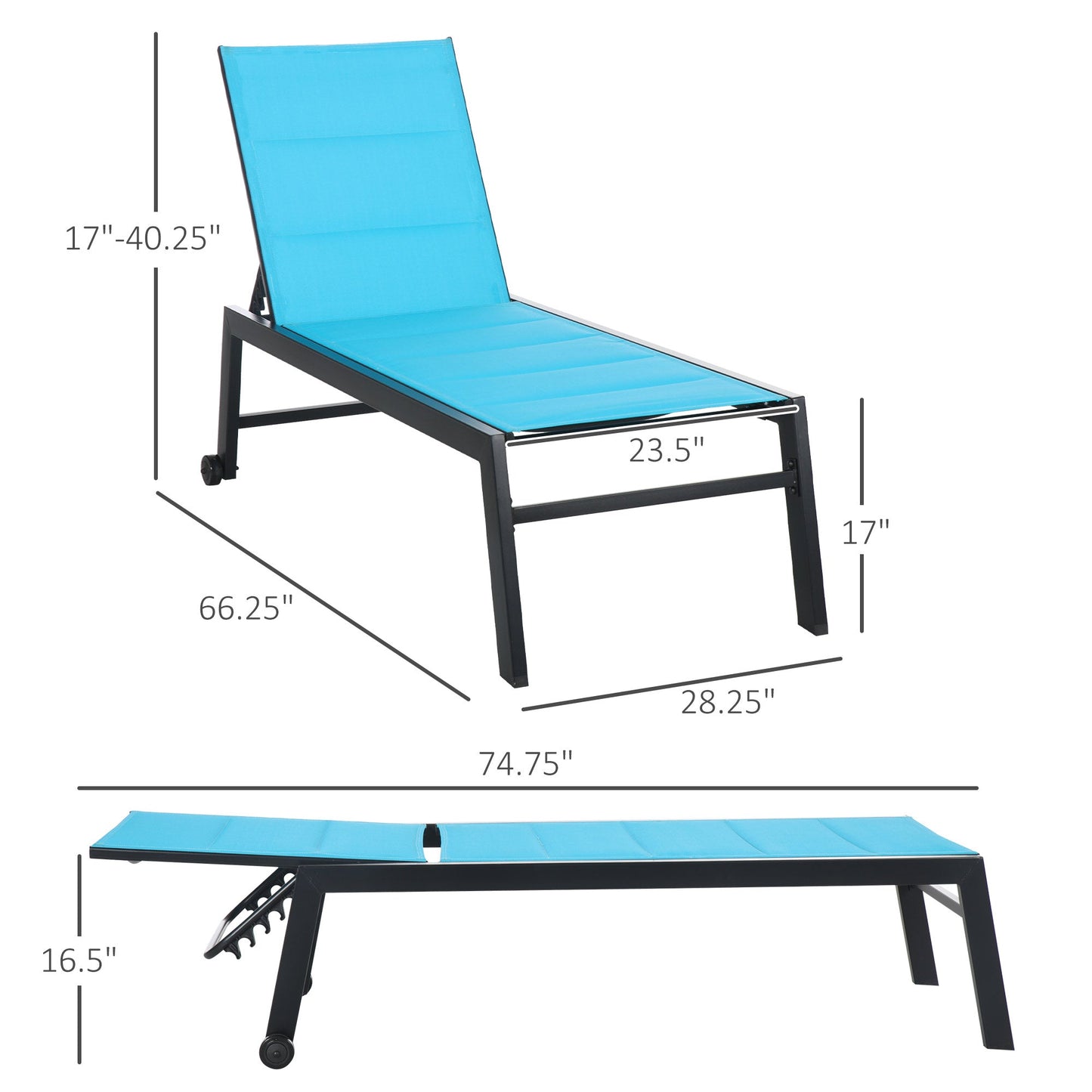 Outdoor and Garden-Patio Lounge Chair, Pool & Sun Tanning Chair with Five-Position Reclining Back - Outdoor Style Company