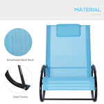 Outdoor and Garden-Patio Rocking Chair, Outdoor Chaise Lounger with Headrest Pillow and Breathable Fabric for Backyard, Living Room, Deck, Light Blue - Outdoor Style Company