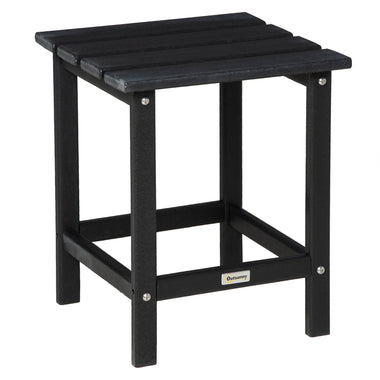 Outdoor and Garden-Patio Side Table, 18" Square Outdoor End Table, HDPE Plastic Tea Table for Adirondack Chair, Backyard or Lawn, Black - Outdoor Style Company