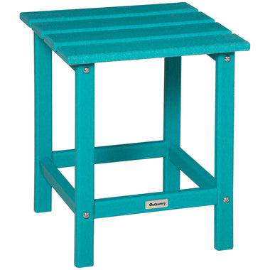 Outdoor and Garden-Patio Side Table, 18" Square Outdoor End Table, HDPE Plastic Tea Table for Adirondack Chair, Backyard or Lawn, Turquoise - Outdoor Style Company