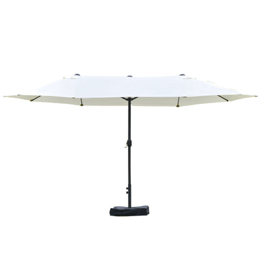 Outdoor and Garden-Patio Umbrella 15' Steel Rectangular Outdoor Double Sided Market with base, UV Sun Protection & Easy Crank for Deck Pool Patio, Beige - Outdoor Style Company