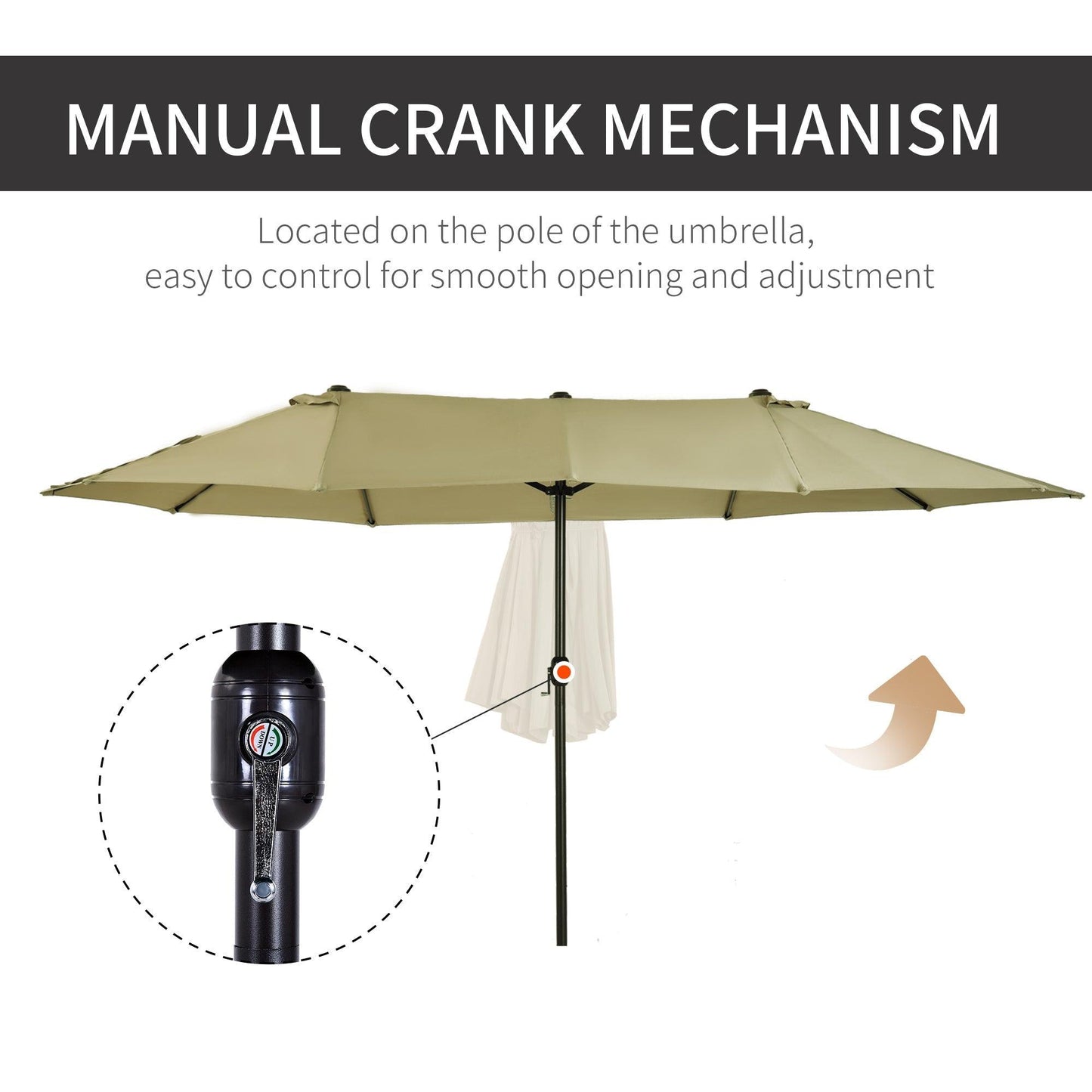 Outdoor and Garden-Patio Umbrella 15ft Double-Sided Outdoor Market Extra Large Umbrella with Crank Handle for Deck, Lawn, Backyard and Pool, Tan - Outdoor Style Company