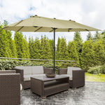 Outdoor and Garden-Patio Umbrella 15ft Double-Sided Outdoor Market Extra Large Umbrella with Crank Handle for Deck, Lawn, Backyard and Pool, Tan - Outdoor Style Company