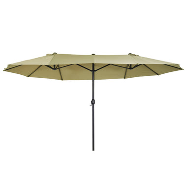 Outdoor and Garden-Patio Umbrella 15ft Double-Sided Outdoor Market Extra Large Umbrella with Crank Handle for Deck, Lawn, Backyard and Pool, Tan - Outdoor Style Company