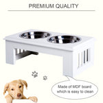 -PawHut 17" Durable Wooden Dog Feeding Station with 2 Included Dog Bowls and a Non-Slip Base White - Outdoor Style Company