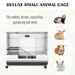 -PawHut 2-Level Small Animal Cage, Rabbit Hutch with Wheels, Removable Tray, Platform & Ramp for Bunny, Chinchillas, Ferret, Hedgehog & Gerbils, Black - Outdoor Style Company