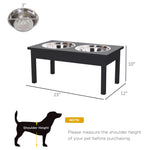 -PawHut 2 Stainless Steel Pet Bowls, 23"L Durable Wooden Heavy Duty Dog Feeding Station - Black - Outdoor Style Company