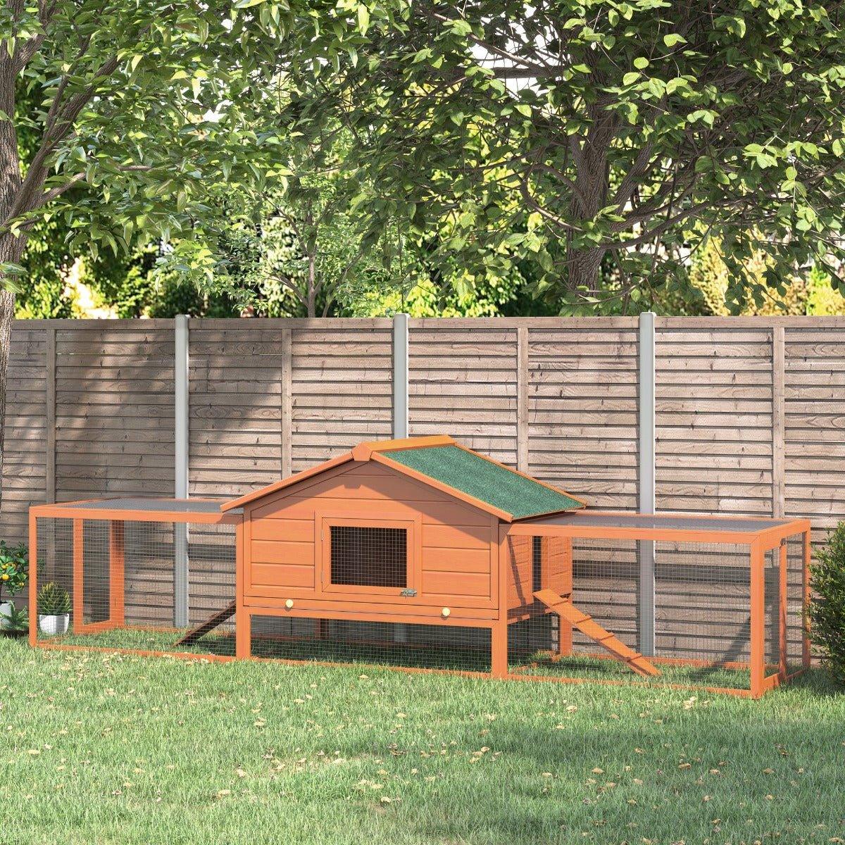 PawHut 2-Story Large Wooden Rabbit Hutch Pet House with Ramps, Lockabl