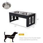 -PawHut 23" Modern Decorative Dog Bone Wooden Heavy Duty Elevated Dog Bowl Feeding Station - Black - Outdoor Style Company