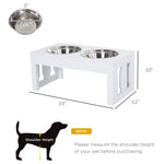 -PawHut 23" Modern Decorative Dog Bone Wooden Heavy Duty Elevated Dog Bowl Feeding Station - White - Outdoor Style Company