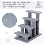 -Pawhut 25" 4-Step Multi-Level Carpeted Cat Scratching Post Pet Stairs for High Beds & Sofas, Cat Furniture With Toy, Gray - Outdoor Style Company