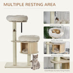 -PawHut 3-Level Morden Cat Tree with Scratching Posts, Cat Tower Fun Cat Badminton Toy for Playing, Soft Cushions, & Play Areas - Outdoor Style Company