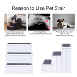 -PawHut 3 Step Wooden Carpeted Non Slip Pet Stairs Ramp for Cats and Small Dogs - White - Outdoor Style Company