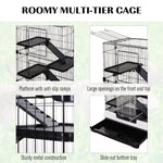 -PawHut 32"L 6-Level Small Animal Cage, Rabbit Hutch with Universal Lockable Wheels & Slide-out Tray for Bunny, Chinchillas & Ferret, Black - Outdoor Style Company