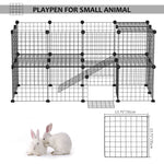 -PawHut 36 Panels Small Animal Playpen with Door, DIY Cage for Guinea Pigs with Ramp, Portable Metal Wire Yard for Rabbits, Puppy, 14" x 14" - Outdoor Style Company