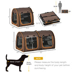 -Pawhut 39" Portable Soft-Sided Pet Cat Travel Carrier Cat Cage With Divider Dual Compartment Soft Cushions And Large Storage Bag, Brown - Outdoor Style Company