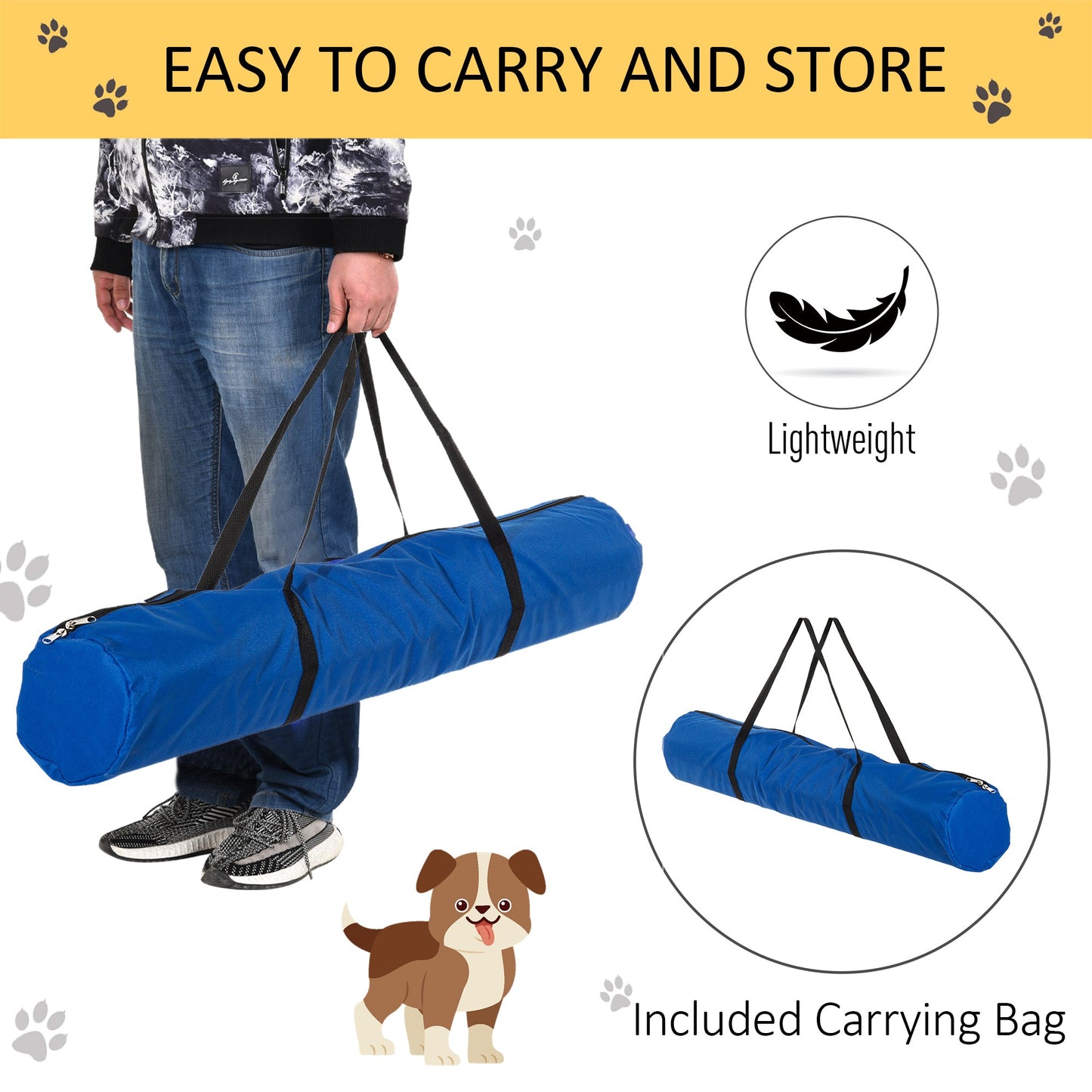 -PawHut 4 Piece Dog Agility Equipment with Adjustable Height Jump Bars, Included Carry Bag & Displacing Top Bar, Blue - Outdoor Style Company