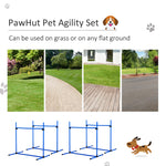 '-PawHut 4 Piece Dog Agility Equipment with Adjustable Height Jump Bars, Included Carry Bag & Displacing Top Bar, Blue - Outdoor Style Company