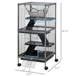 '-PawHut 4-Tier Rolling Small Animal Cage, Pet Hutch for Rabbits, Chinchillas & Ferret with Wheels, Hammock, 4 Platforms & Removable Tray, Silver Gray - Outdoor Style Company