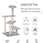 -PawHut 40" Modern Cat Tree, 5 Level Revolving Steps Kitten Scratcher Stairs Climbing Tower, Activity Center Rest Post Plush Perch Pet Furniture, Gray - Outdoor Style Company