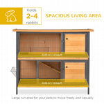 -PawHut 48" 2-Story Large Rabbit Hutch Bunny Cage, Wooden Pet House with Individual Room, Ramp, No Leak Tray, Feeding Trough & Asphalt Roof, Natural - Outdoor Style Company
