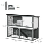 -PawHut 48" L Wooden Rabbit Hutch Bunny Cage Small Animal House Enclosure with Ramp, Removable Tray and Weatherproof Roof for Outdoor, Grey - Outdoor Style Company