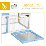 -PawHut 48" Wooden Rabbit Hutch Bunny Cage with Waterproof Asphalt Roof, Fun Outdoor Run, Removable Tray and Ramp, Light Blue - Outdoor Style Company