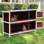 -PawHut 54" 2-Story Rabbit Hutch Bunny Cage With Openable Roof, No Leak Tray and Fun Enclosed Run, Indoor/Outdoor - Outdoor Style Company