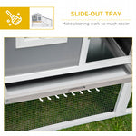 -PawHut 59" Wooden Rabbit Hutch, 2 Tier Pet Playpen Bunny House Enclosure with Sunlight Panel Roof, Slide-out Tray, and Ramp, Grey - Outdoor Style Company