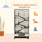 -PawHut 6-Tier Big Hamster Cage with Wheels, Removable Tray, Platform and Ramp for Bunny, Chinchillas, Ferret, Hedgehog & Gerbils, Black - Outdoor Style Company