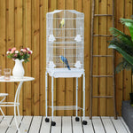 -PawHut 63" Large Bird Cage with Shelf, Handle, Metal Parrot Cage with Big Doors, White - Outdoor Style Company