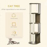 -PawHut 65" Multi-Lever Cat Climbing Tree, Tall Cat Tower with Jute Scratching Posts, Four Mats, Elevated Perches, Cream White - Outdoor Style Company